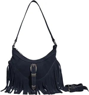 Sunwel Fashion Women Western Small Fringe Underarm Purse Shoulder Bag Vegan Suede Hippie Crossbody Bag with Tassel