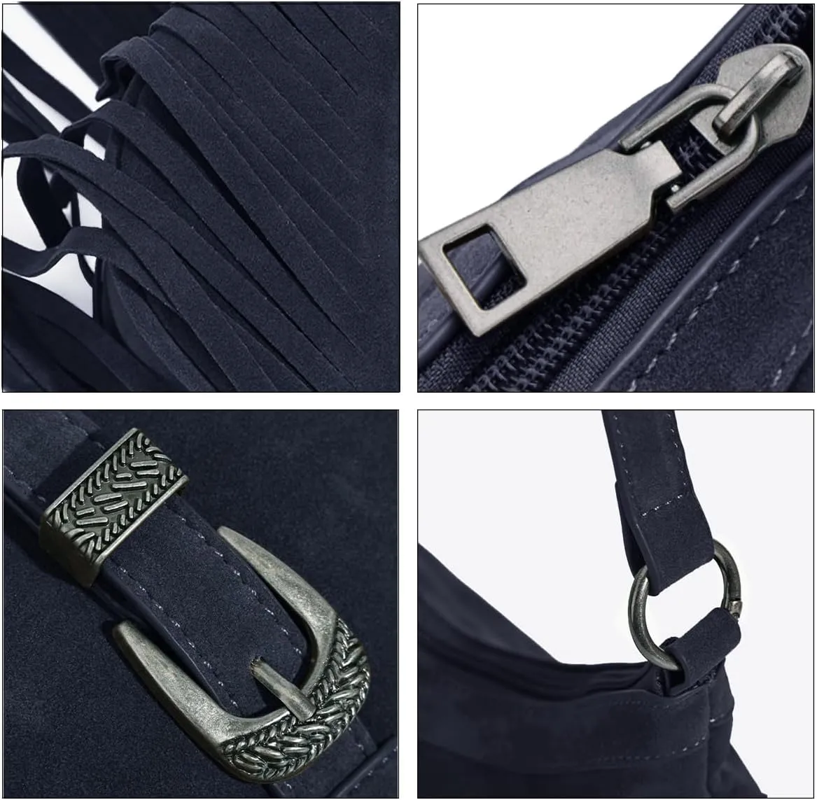 Sunwel Fashion Women Western Small Fringe Underarm Purse Shoulder Bag Vegan Suede Hippie Crossbody Bag with Tassel