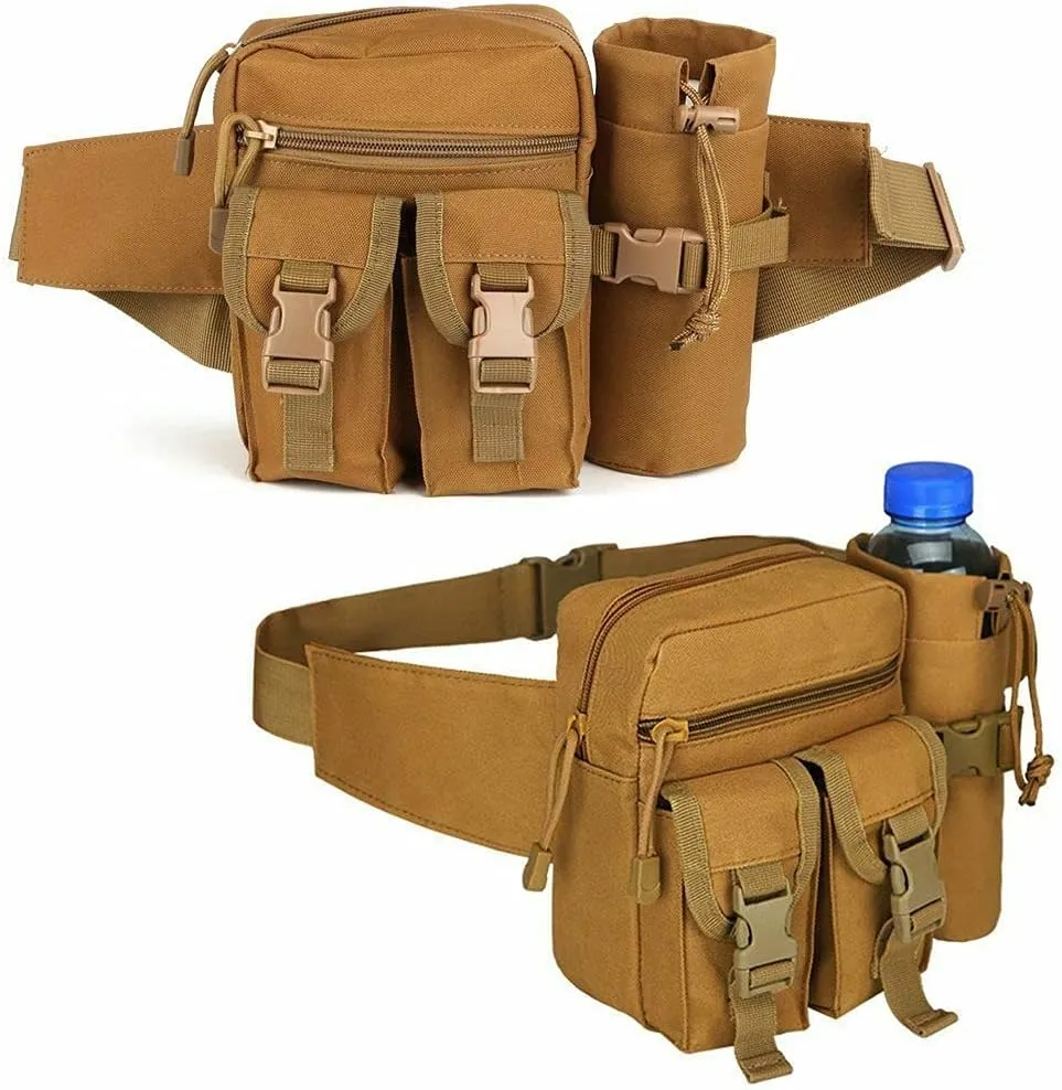 Tactical Fanny Pack Bumbag Waist Bag Military Hip Belt Outdoor Hiking Fishing Suitable for Hiking Mountaineering Fishing (Khaki)