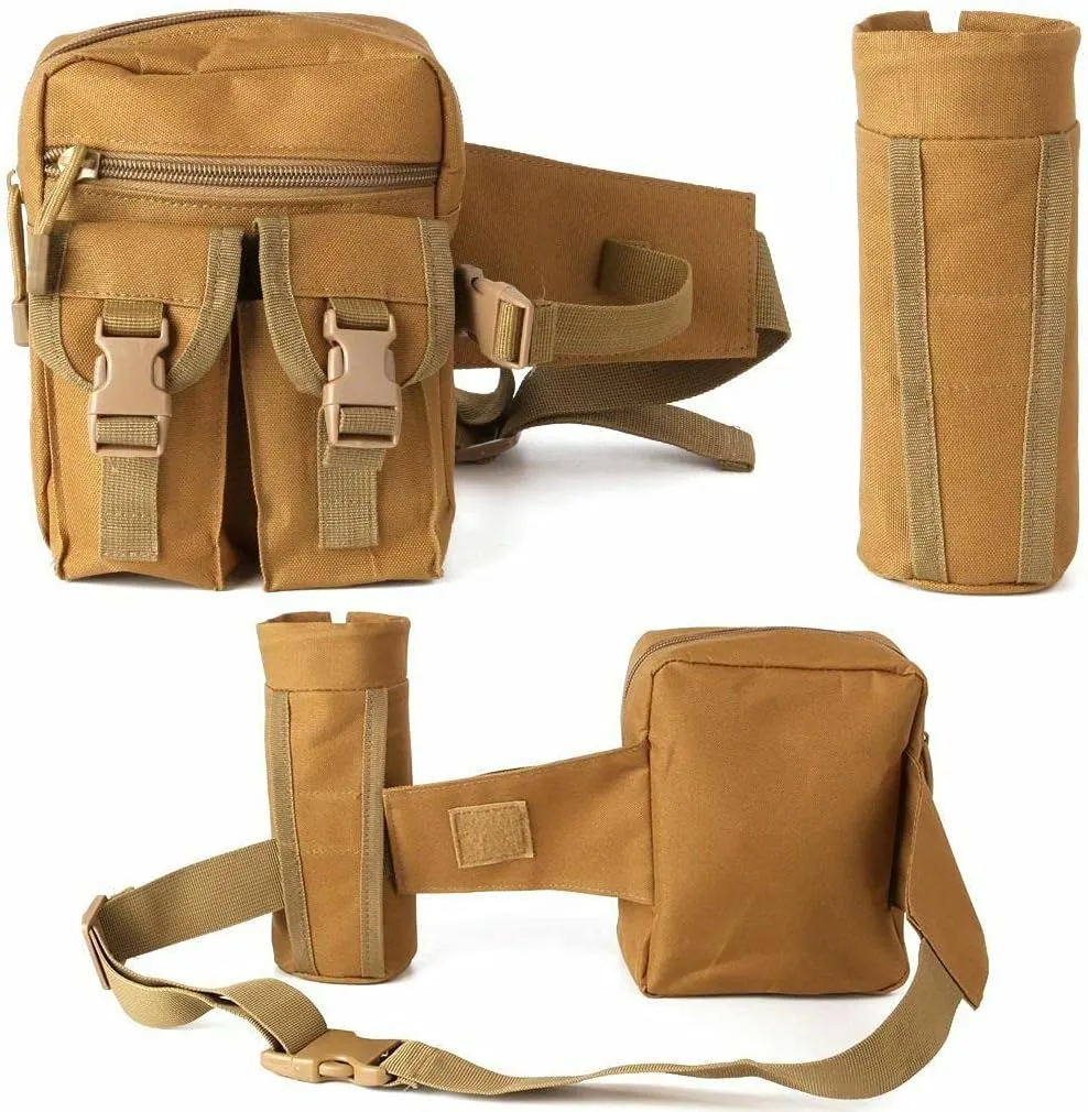 Tactical Fanny Pack Bumbag Waist Bag Military Hip Belt Outdoor Hiking Fishing Suitable for Hiking Mountaineering Fishing (Khaki)