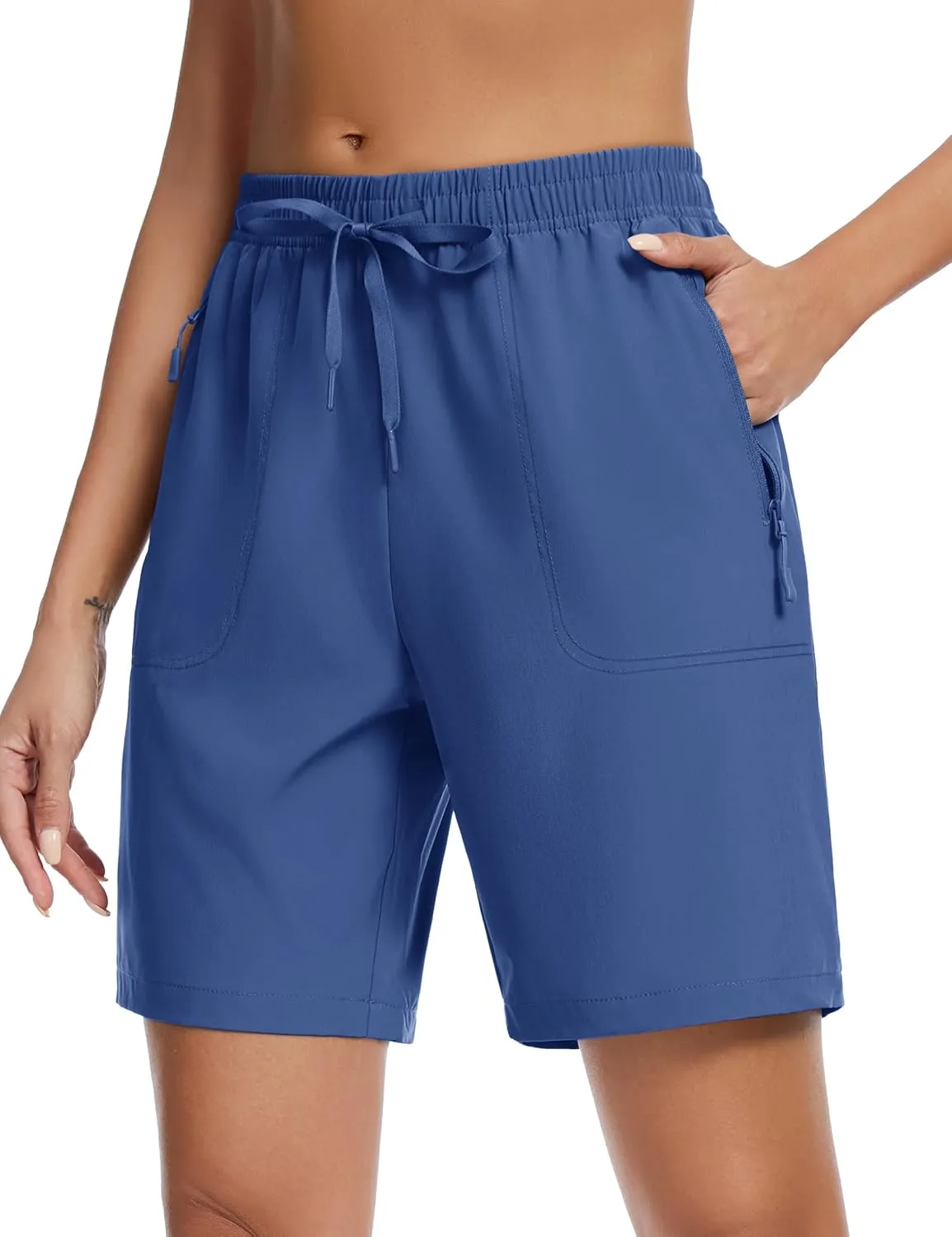 TACVASEN Women's Hiking Shorts Quick Dry Lightweight 8" Water Resistant Athletic Shorts with Pockets Outdoor Golf Active
