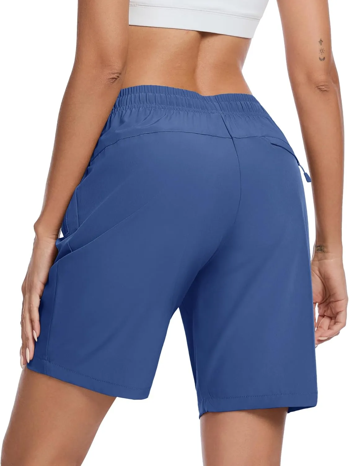 TACVASEN Women's Hiking Shorts Quick Dry Lightweight 8" Water Resistant Athletic Shorts with Pockets Outdoor Golf Active
