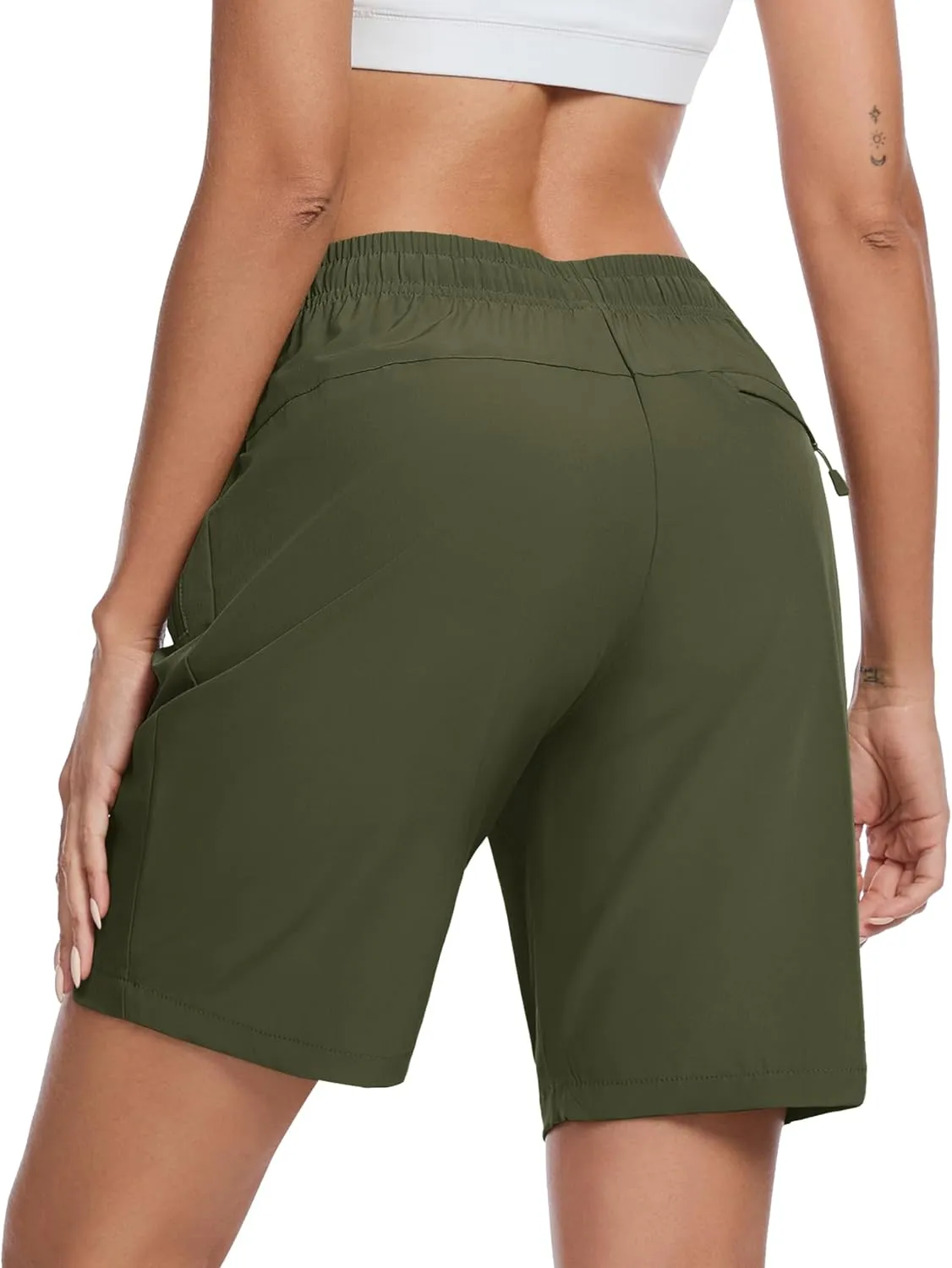 TACVASEN Women's Hiking Shorts Quick Dry Lightweight 8" Water Resistant Athletic Shorts with Pockets Outdoor Golf Active