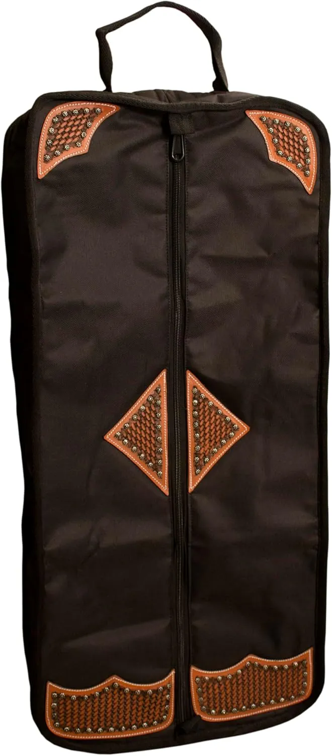 Tahoe Premium Durango Western Halter, Bridle/Headstall Carry and Storage Bag - Three Layer Waterproof Padded Construction with Hand Grip - Folds for Easy Storage - Hand Tooled Basket Weave Leather Accents