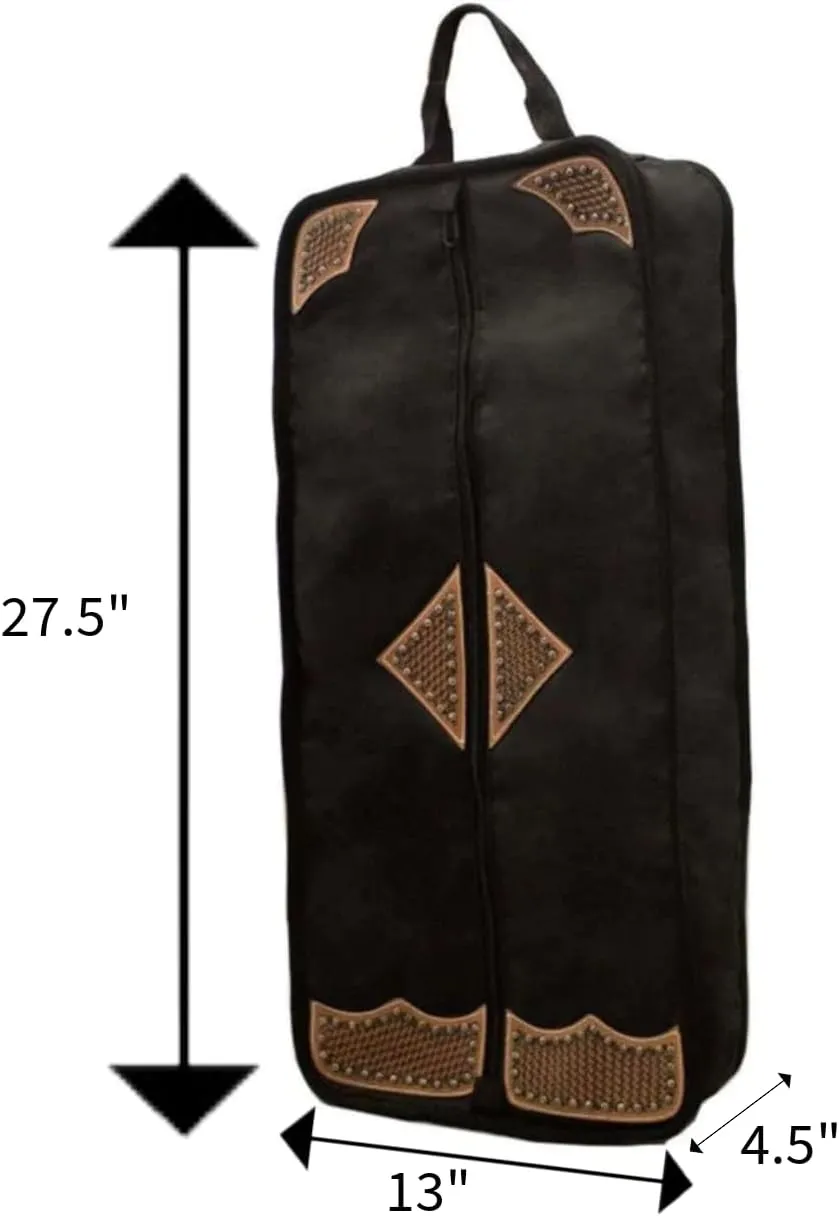 Tahoe Premium Durango Western Halter, Bridle/Headstall Carry and Storage Bag - Three Layer Waterproof Padded Construction with Hand Grip - Folds for Easy Storage - Hand Tooled Basket Weave Leather Accents