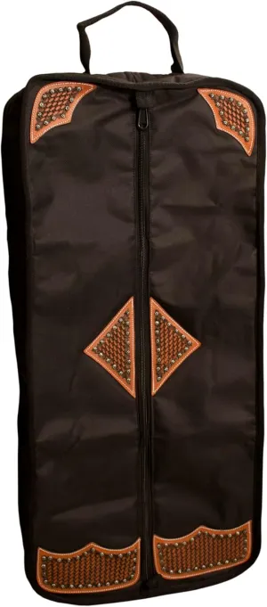 Tahoe Premium Durango Western Halter, Bridle/Headstall Carry and Storage Bag - Three Layer Waterproof Padded Construction with Hand Grip - Folds for Easy Storage - Hand Tooled Basket Weave Leather Accents