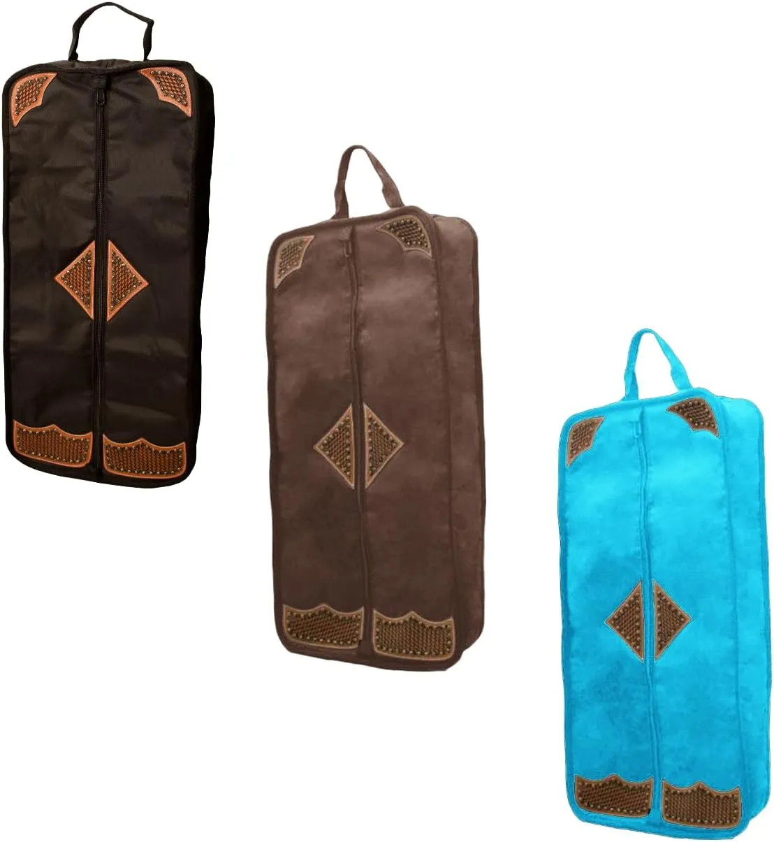 Tahoe Premium Durango Western Halter, Bridle/Headstall Carry and Storage Bag - Three Layer Waterproof Padded Construction with Hand Grip - Folds for Easy Storage - Hand Tooled Basket Weave Leather Accents