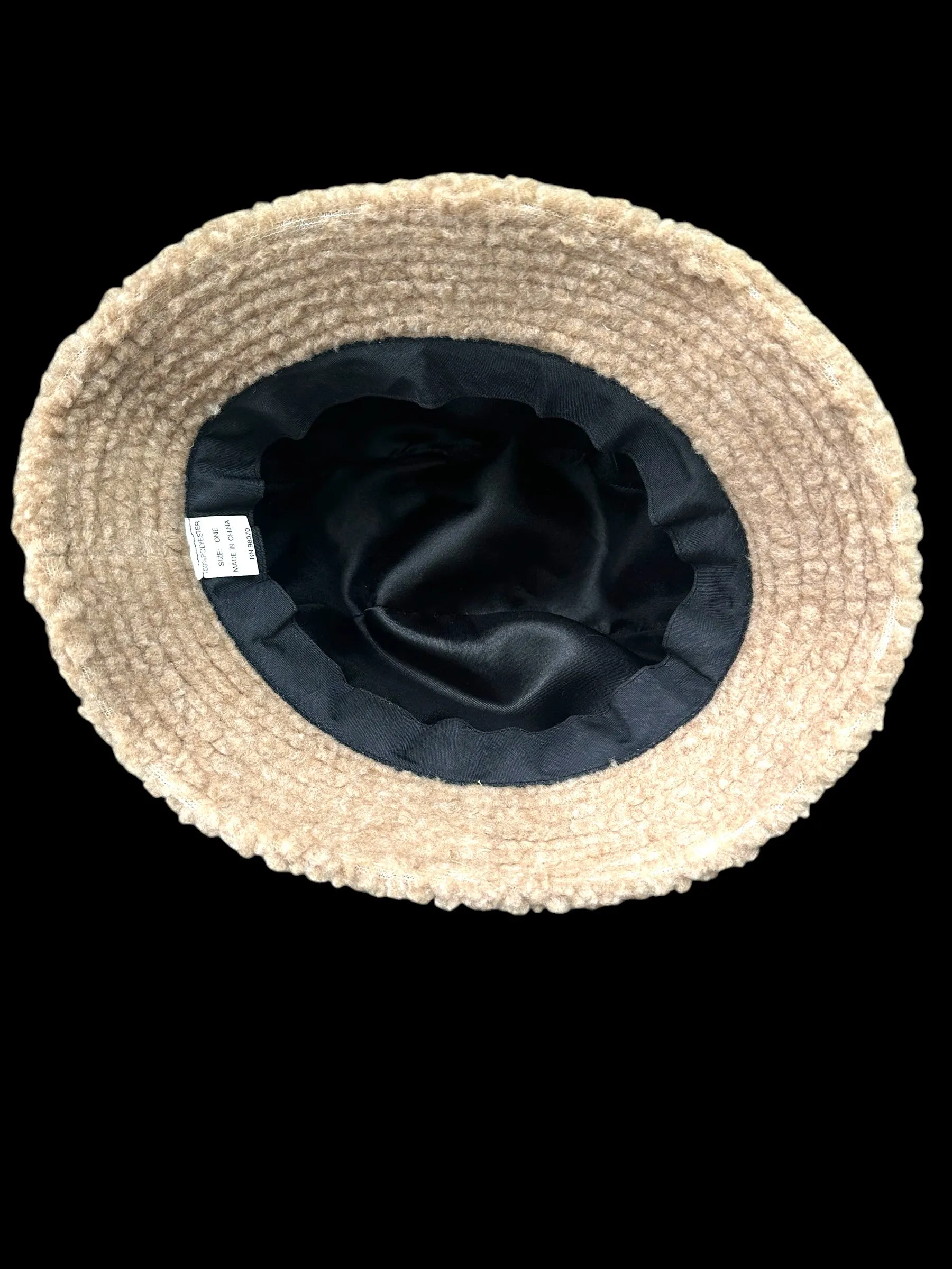 Tan Corduroy Bucket Hat With Faux Fur Trim