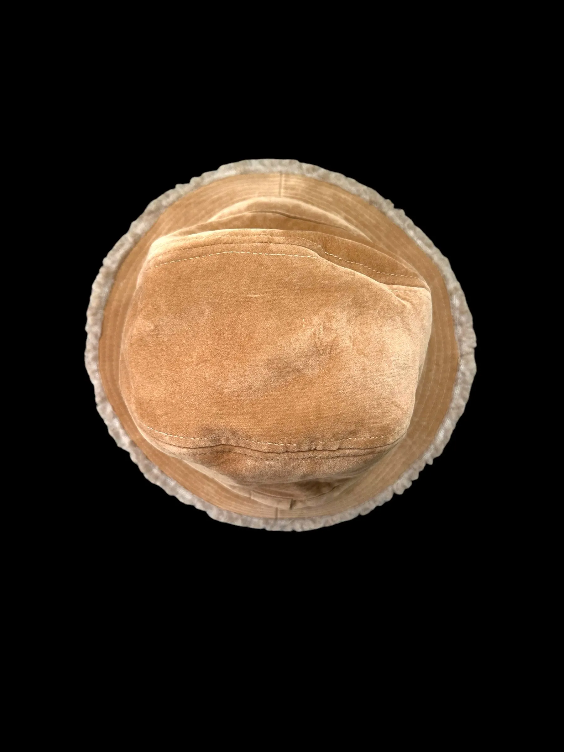 Tan Corduroy Bucket Hat With Faux Fur Trim