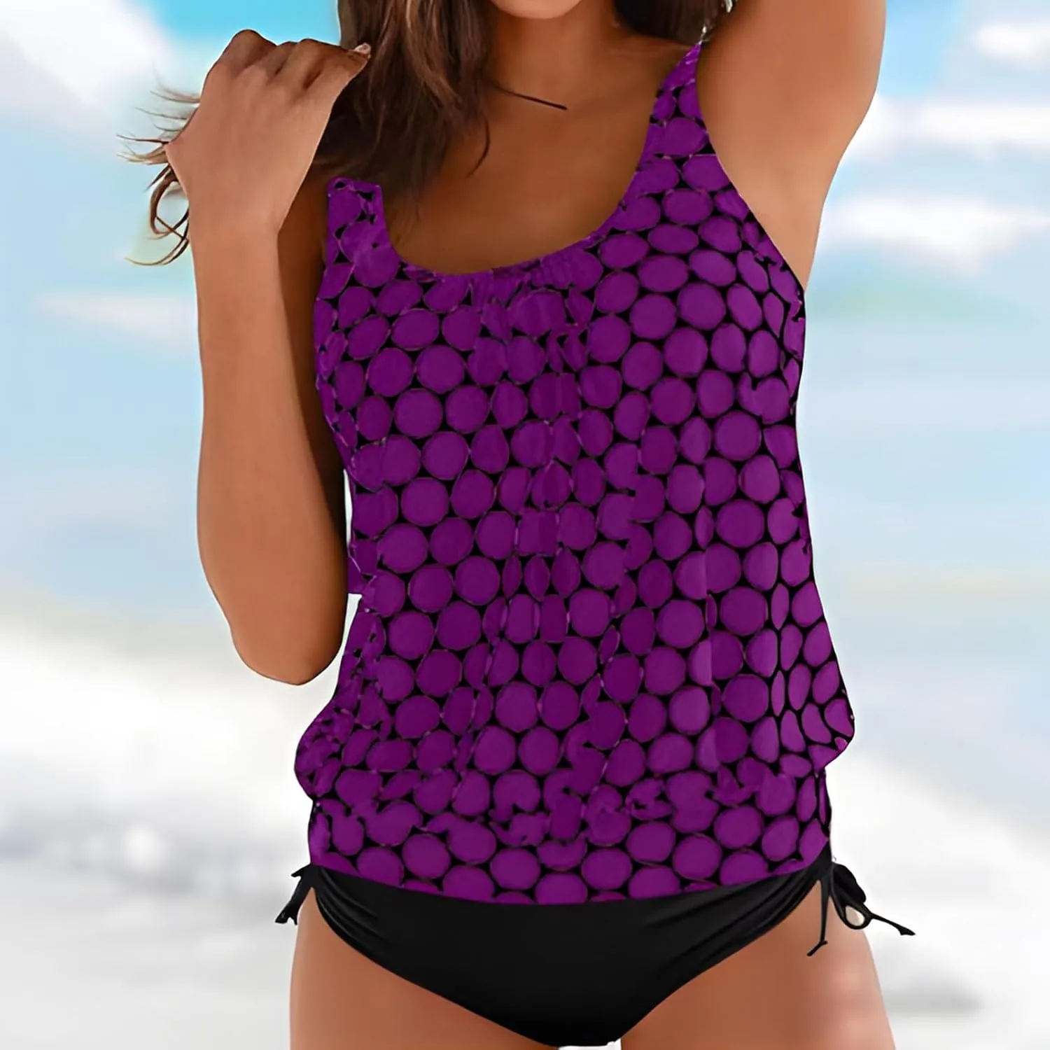Tankini Swimsuits for Women Tummy Control Flowy Swimwear Two Piece Plus Size Bathing Suits 2025 Swim Tank Top with Boyshorts