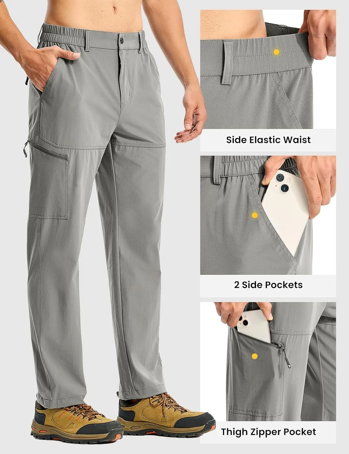 TBMPOY Men's Lightweight Hiking Pants Quick Dry 4 Pockets Stretch Water Resistant Travel Fishing Convertible Zip Cargo Jogger