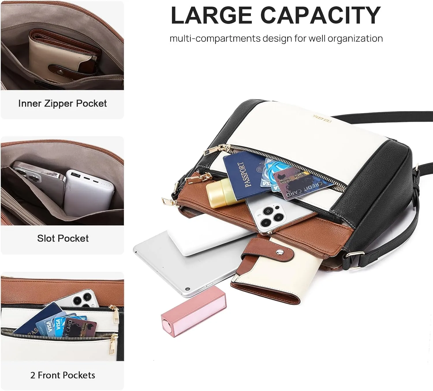 Telena Crossbody Bags for Women, Leather Cross body Purse With Adjustable Strap