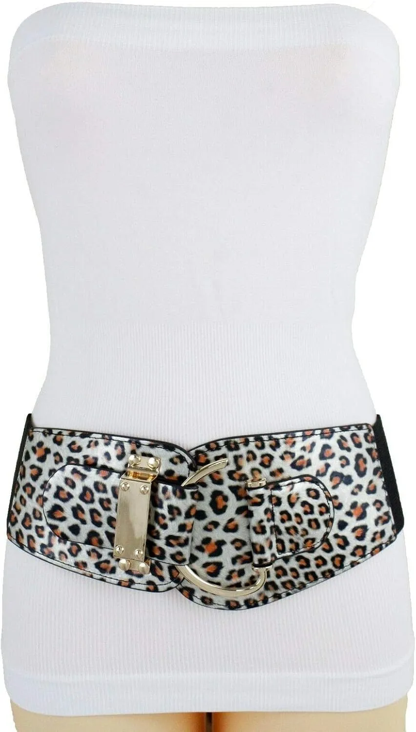 TFJ Women Wide Fashion Belt Hip High Waist Gold Metal Hook Buckle Size XS S M L Xl