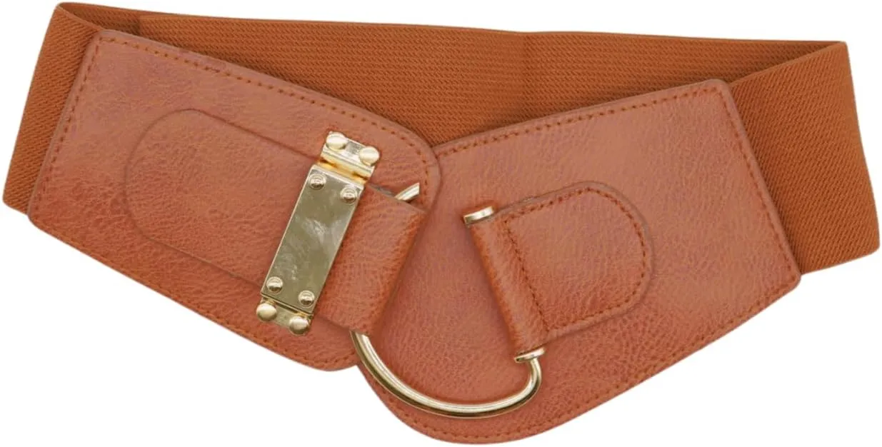 TFJ Women Wide Fashion Belt Hip High Waist Gold Metal Hook Buckle Size XS S M L Xl