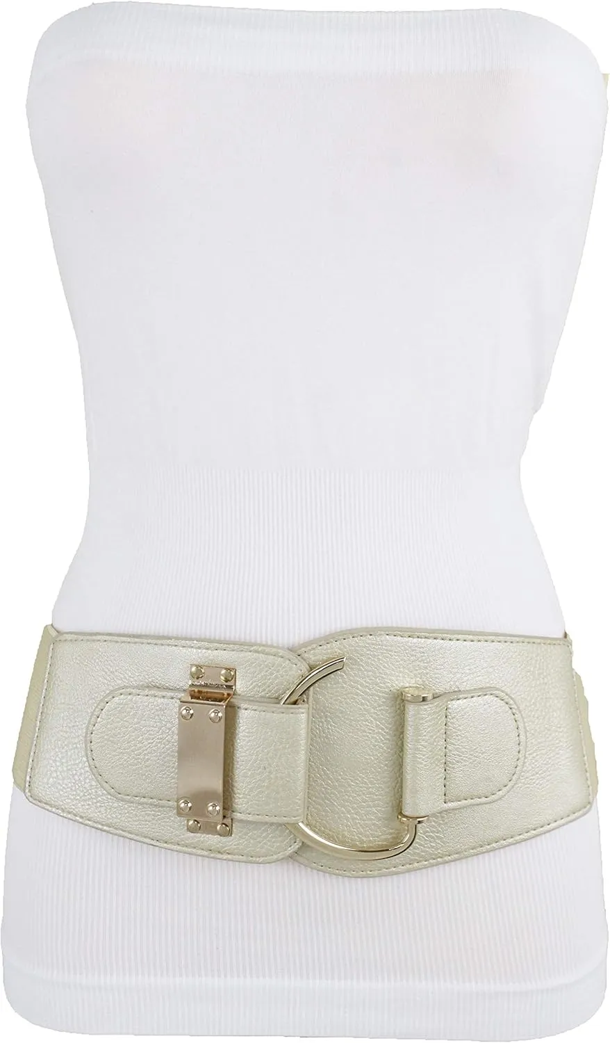 TFJ Women Wide Fashion Belt Hip High Waist Gold Metal Hook Buckle Size XS S M L Xl