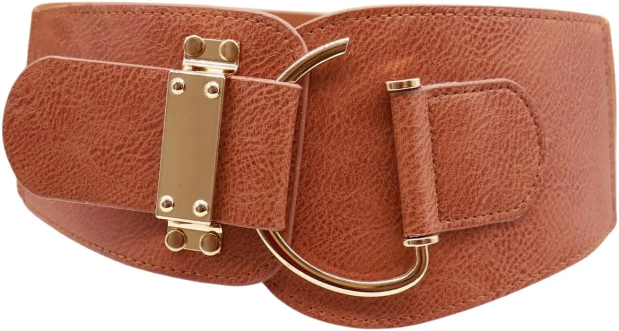 TFJ Women Wide Fashion Belt Hip High Waist Gold Metal Hook Buckle Size XS S M L Xl