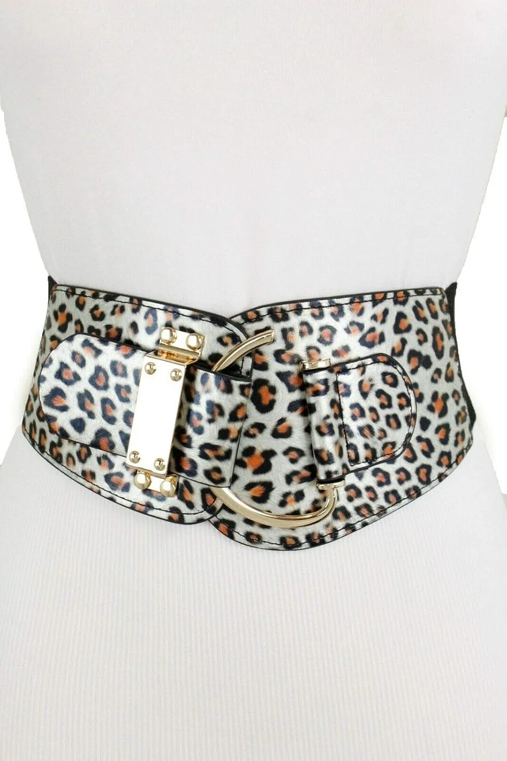TFJ Women Wide Fashion Belt Hip High Waist Gold Metal Hook Buckle Size XS S M L Xl