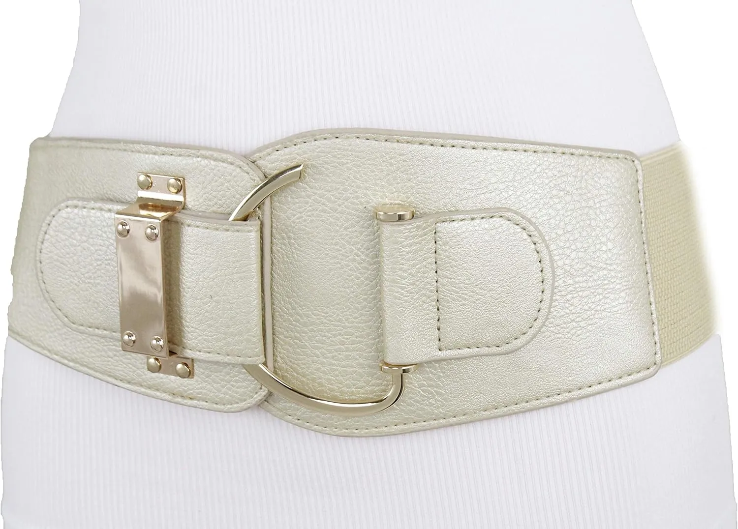 TFJ Women Wide Fashion Belt Hip High Waist Gold Metal Hook Buckle Size XS S M L Xl
