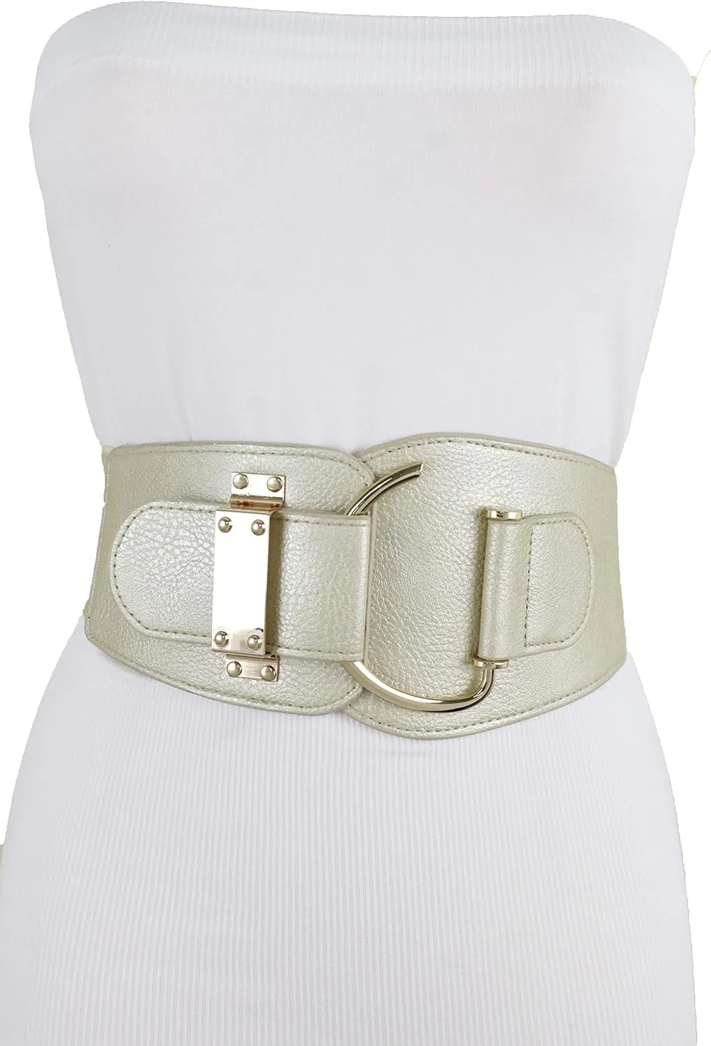 TFJ Women Wide Fashion Belt Hip High Waist Gold Metal Hook Buckle Size XS S M L Xl