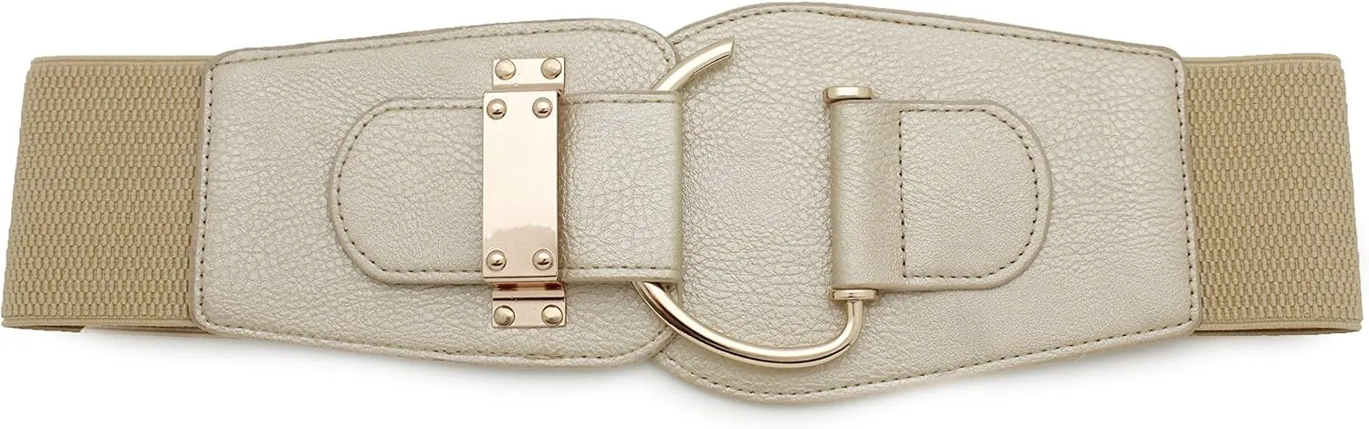 TFJ Women Wide Fashion Belt Hip High Waist Gold Metal Hook Buckle Size XS S M L Xl