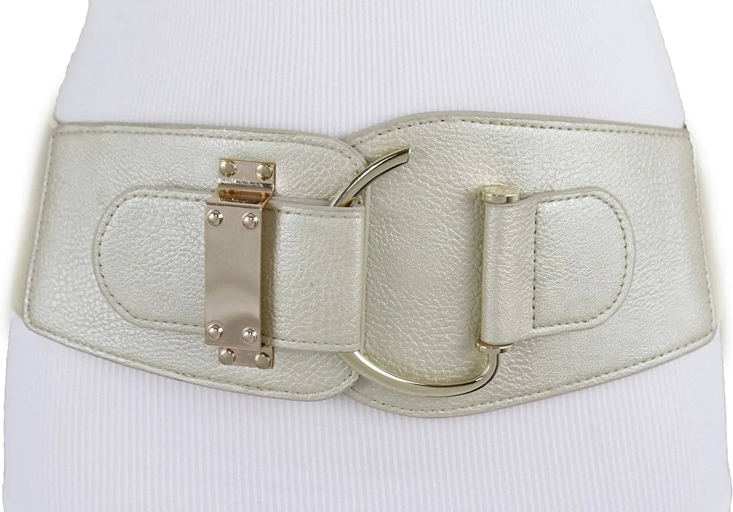 TFJ Women Wide Fashion Belt Hip High Waist Gold Metal Hook Buckle Size XS S M L Xl