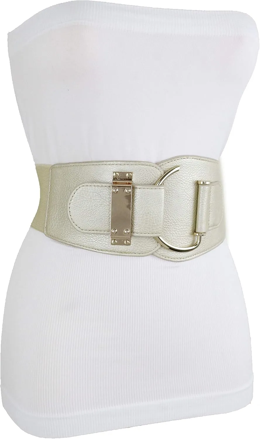 TFJ Women Wide Fashion Belt Hip High Waist Gold Metal Hook Buckle Size XS S M L Xl