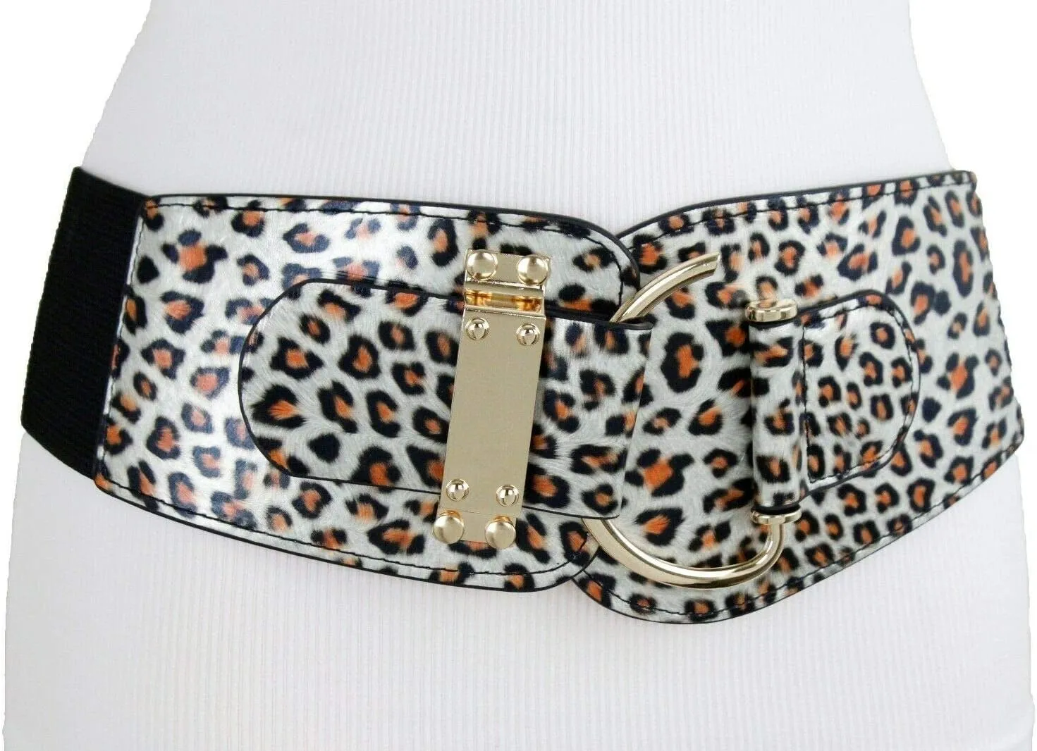 TFJ Women Wide Fashion Belt Hip High Waist Gold Metal Hook Buckle Size XS S M L Xl