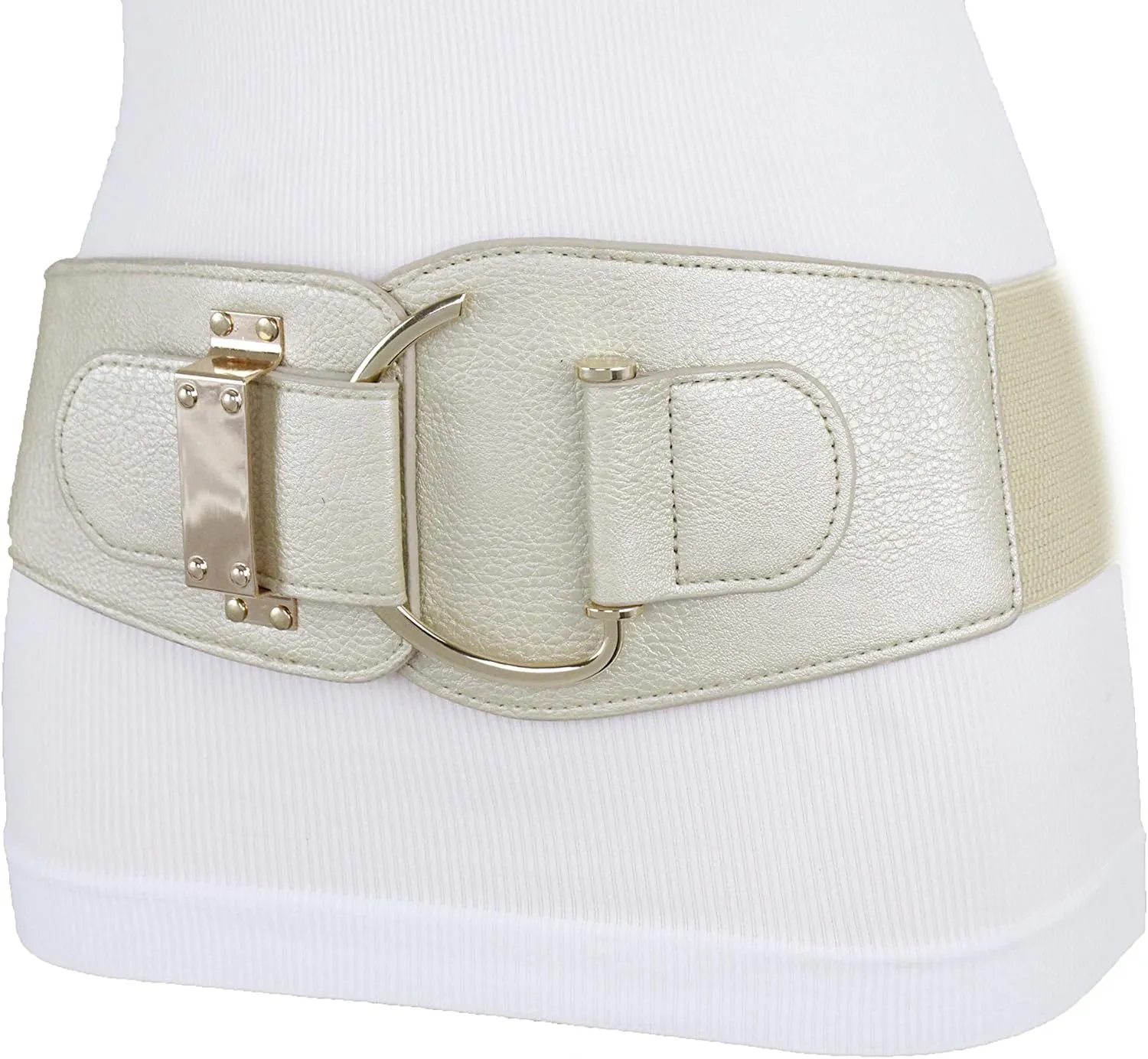TFJ Women Wide Fashion Belt Hip High Waist Gold Metal Hook Buckle Size XS S M L Xl