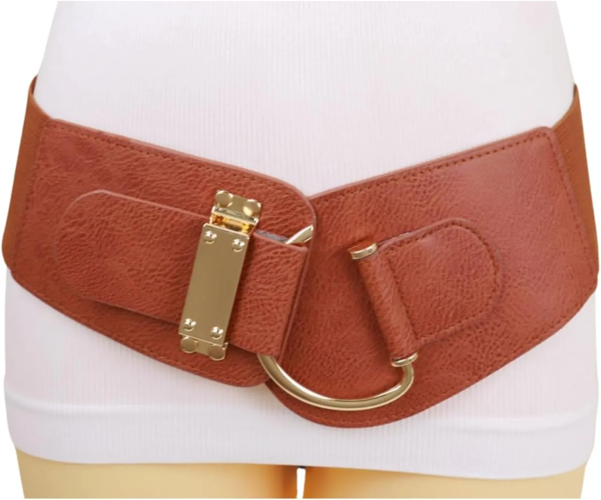 TFJ Women Wide Fashion Belt Hip High Waist Gold Metal Hook Buckle Size XS S M L Xl