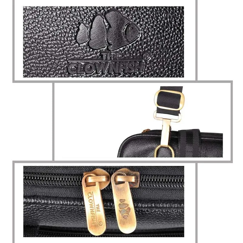 THE CLOWNFISH Messiah Vegan Leather 14 inch Black Laptop Briefcase