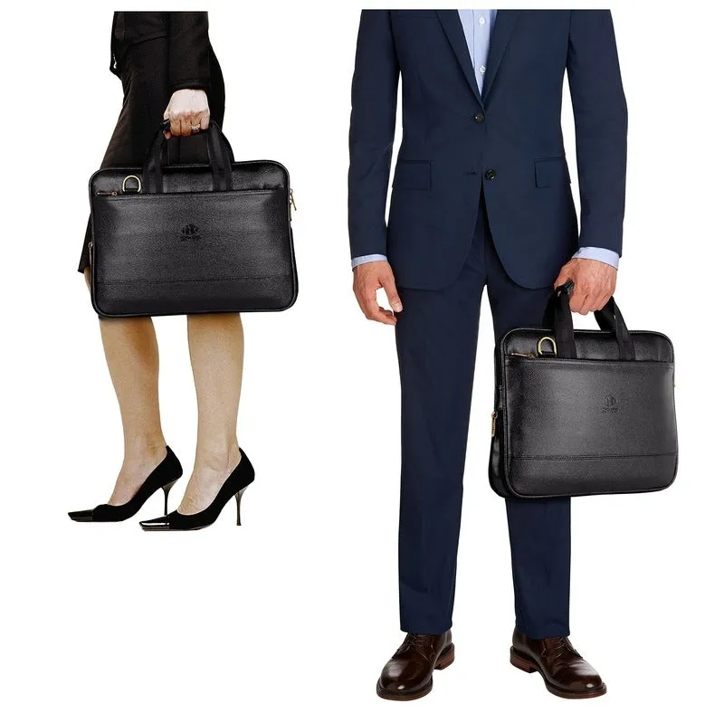 THE CLOWNFISH Messiah Vegan Leather 14 inch Black Laptop Briefcase