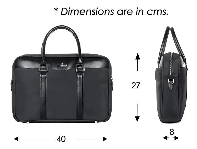 THE CLOWNFISH Onyx Faux Leather Unisex 15.6 inch Laptop Messenger Bag Briefcase (Black)