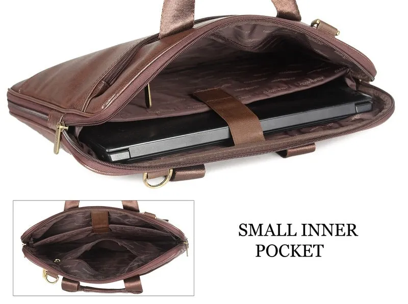 THE CLOWNFISH Onyx Faux Leather Unisex 15.6 inch Laptop Messenger Bag Briefcase (Black)