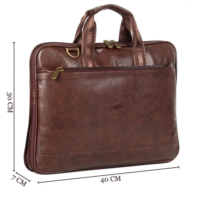 THE CLOWNFISH Onyx Faux Leather Unisex 15.6 inch Laptop Messenger Bag Briefcase (Black)
