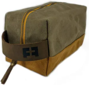 the DOPP KIT | durable waxed cotton canvas toiletry bag with leather handle (SandDune)