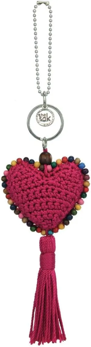The Sak Back to Bali Heart Dangle in Hand-Crochet, Decorative Keychain, Pinkberry