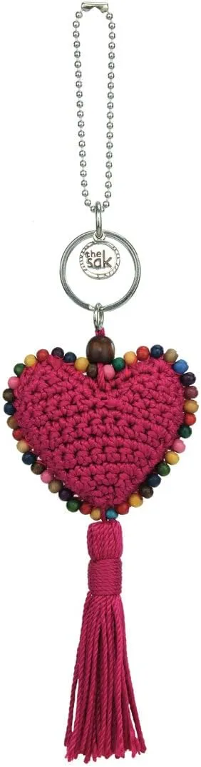 The Sak Back to Bali Heart Dangle in Hand-Crochet, Decorative Keychain, Pinkberry