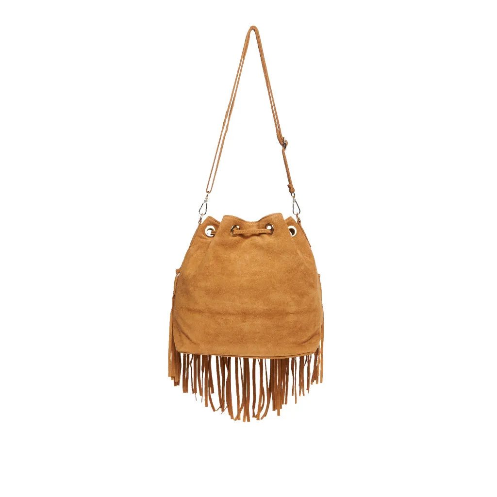 The Suede Leather Fringe Bucket Bag