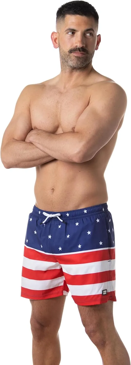 Third Wave Swim Trunks with Compression Liner - Men's Premium 5 Inch Inseam Quick Dry Swim Shorts for Beach and Swimming