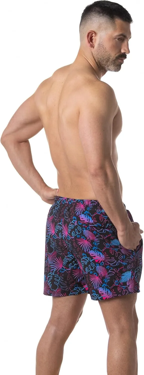 Third Wave Swim Trunks with Compression Liner - Men's Premium 5 Inch Inseam Quick Dry Swim Shorts for Beach and Swimming