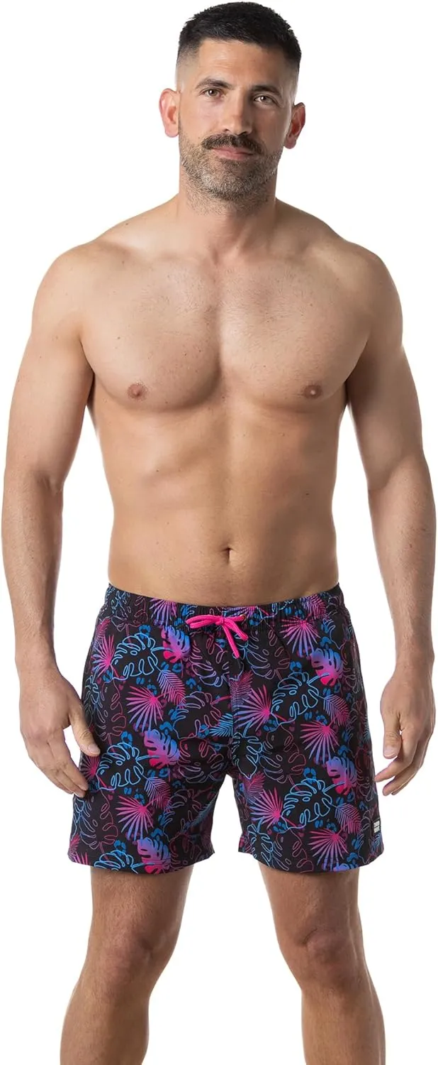 Third Wave Swim Trunks with Compression Liner - Men's Premium 5 Inch Inseam Quick Dry Swim Shorts for Beach and Swimming