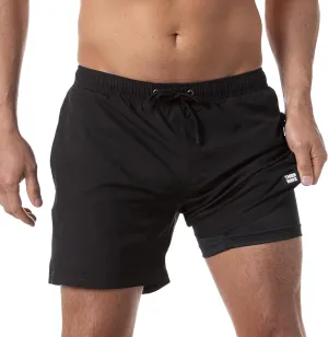 Third Wave Swim Trunks with Compression Liner - Men's Premium 5 Inch Inseam Quick Dry Swim Shorts for Beach and Swimming