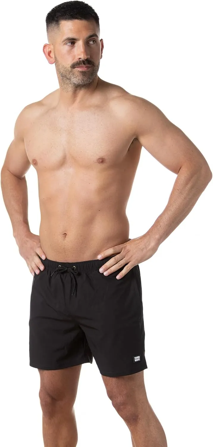 Third Wave Swim Trunks with Compression Liner - Men's Premium 5 Inch Inseam Quick Dry Swim Shorts for Beach and Swimming