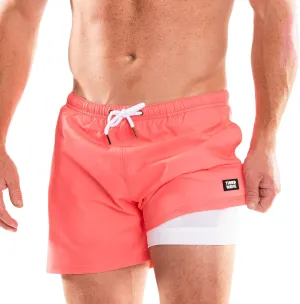 Third Wave Swim Trunks with Compression Liner - Men's Premium 5 Inch Inseam Quick Dry Swim Shorts for Beach and Swimming