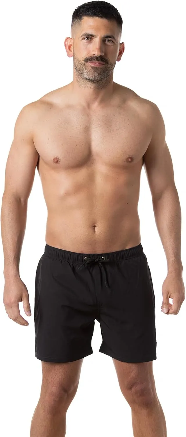 Third Wave Swim Trunks with Compression Liner - Men's Premium 5 Inch Inseam Quick Dry Swim Shorts for Beach and Swimming