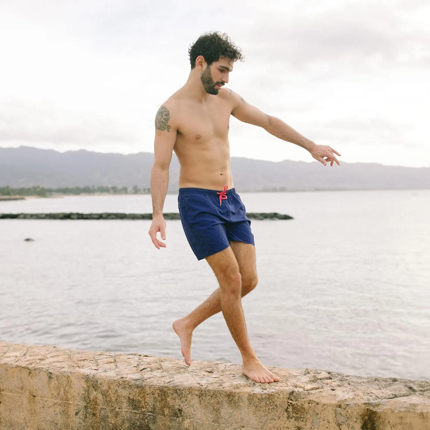 Third Wave Swim Trunks with Compression Liner - Men's Premium 5 Inch Inseam Quick Dry Swim Shorts for Beach and Swimming
