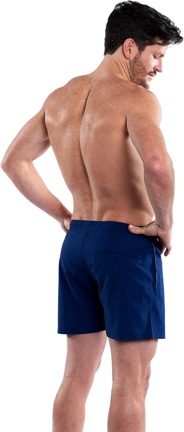 Third Wave Swim Trunks with Compression Liner - Men's Premium 5 Inch Inseam Quick Dry Swim Shorts for Beach and Swimming
