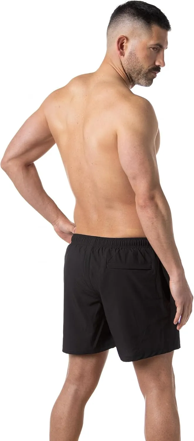 Third Wave Swim Trunks with Compression Liner - Men's Premium 5 Inch Inseam Quick Dry Swim Shorts for Beach and Swimming