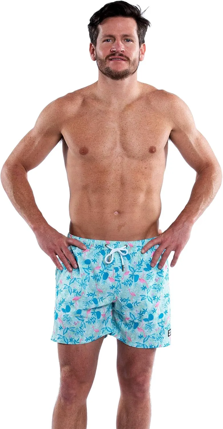 Third Wave Swim Trunks with Compression Liner - Men's Premium 5 Inch Inseam Quick Dry Swim Shorts for Beach and Swimming