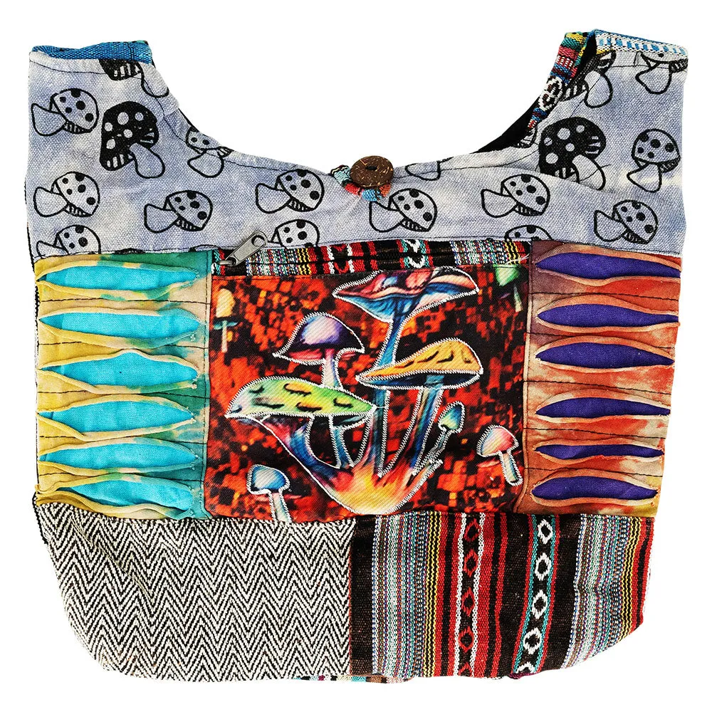 ThreadHeads Mushroom Razor-Cut Patchwork Sling Bag | 15" x 15"